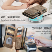 For Samsung Galaxy S24 FE 5G CaseMe C30 Card Slots Zipper Wallet Leather Phone Case(Brown)