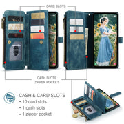 For Samsung Galaxy S24 FE 5G CaseMe C30 Card Slots Zipper Wallet Leather Phone Case(Blue)