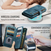 For Samsung Galaxy S24 FE 5G CaseMe C30 Card Slots Zipper Wallet Leather Phone Case(Blue)