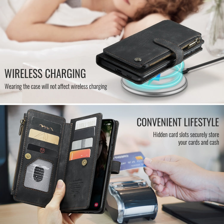 For Samsung Galaxy S24 FE 5G CaseMe C30 Card Slots Zipper Wallet Leather Phone Case(Black)