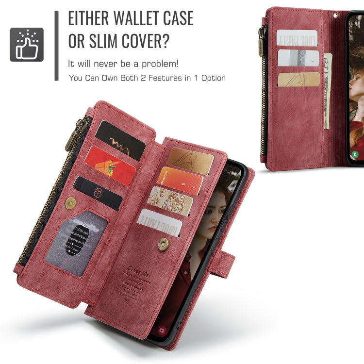 For Samsung Galaxy S24 FE 5G CaseMe C30 Card Slots Zipper Wallet Leather Phone Case(Red)