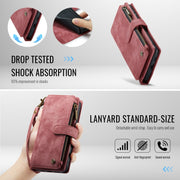 For Samsung Galaxy S24 FE 5G CaseMe C30 Card Slots Zipper Wallet Leather Phone Case(Red)