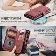 For Samsung Galaxy S24 FE 5G CaseMe C30 Card Slots Zipper Wallet Leather Phone Case(Red)