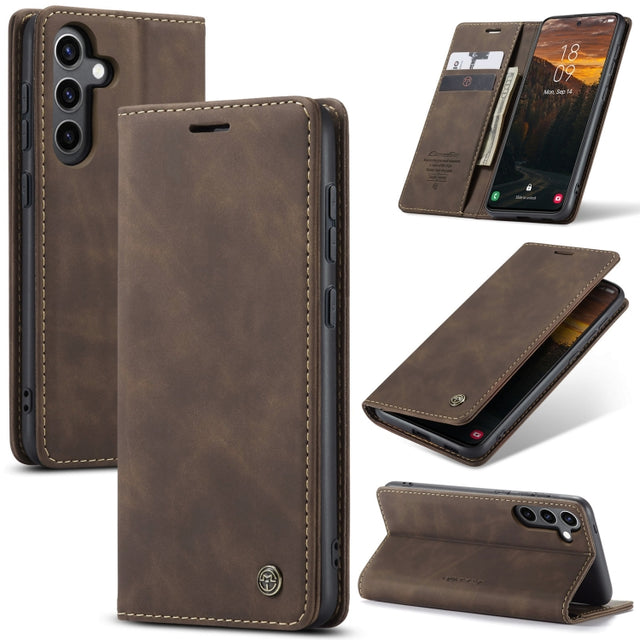 For Samsung Galaxy S24 FE 5G CaseMe 013 Multifunctional Horizontal Flip Leather Phone Case(Coffee)