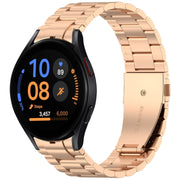 For Samsung Galaxy Watch FE 40mm Three Beads Button Quick Release Metal Watch Band(Rose Gold)