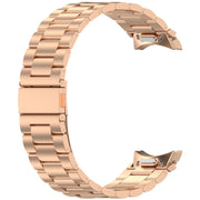 For Samsung Galaxy Watch FE 40mm Three Beads Button Quick Release Metal Watch Band(Rose Gold)
