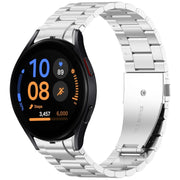 For Samsung Galaxy Watch FE 40mm Three Beads Button Quick Release Metal Watch Band(Silver)