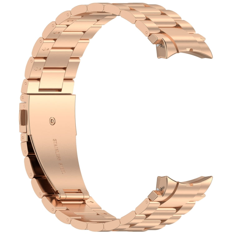 For Samsung Galaxy Watch 6  40 / 44mm Three Beads Button Quick Release Metal Watch Band(Rose Gold)