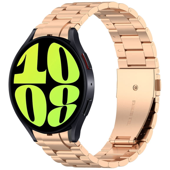 For Samsung Galaxy Watch 6  40 / 44mm Three Beads Button Quick Release Metal Watch Band(Rose Gold)