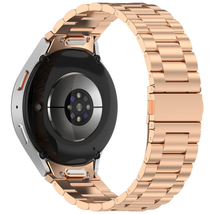 For Samsung Galaxy Watch 5 Pro Three Beads Button Quick Release Metal Watch Band(Rose Gold)