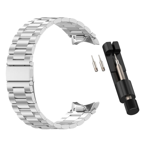 For Samsung Galaxy Watch4 Classic 42 / 46mm Three Beads Button Quick Release Metal Watch Band(Silver)