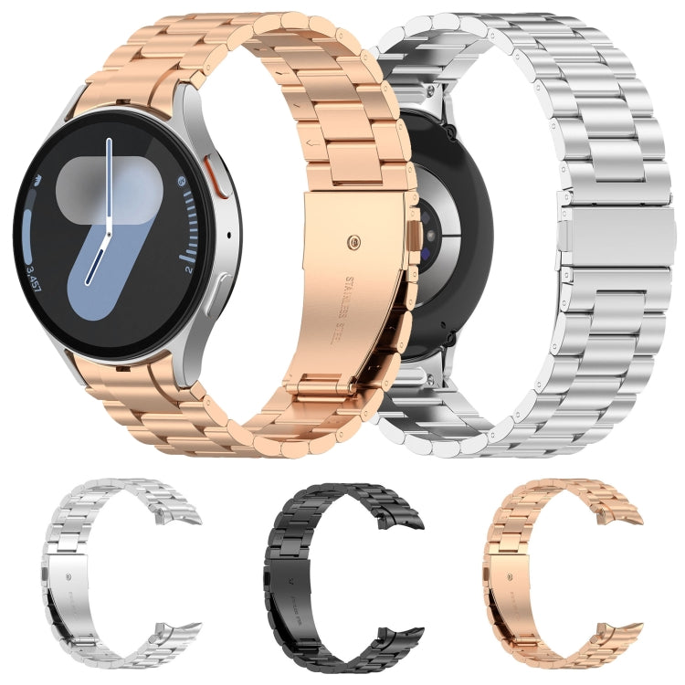 For Samsung Galaxy Watch 7 40 / 44mm Three Beads Button Quick Release Metal Watch Band(Rose Gold) - free shipping - PMC TechLife - Order now!