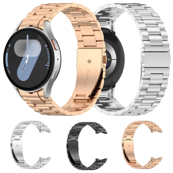 For Samsung Galaxy Watch 5 Pro Three Beads Button Quick Release Metal Watch Band(Rose Gold)