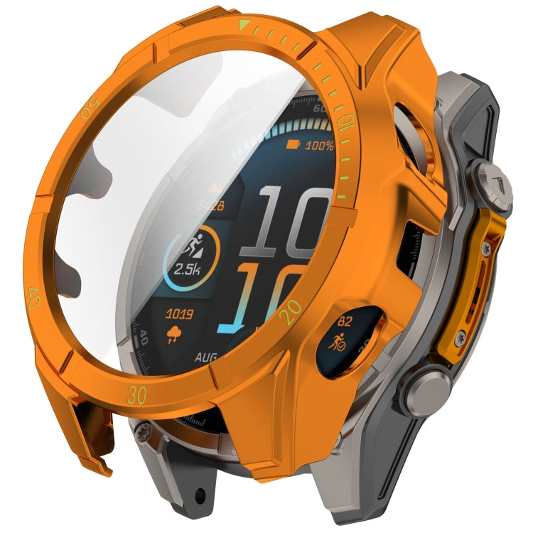 For Garmin Fenix 8 AMOLED 51mm Tempered Glass Film Integrated PC Watch Case(Orange Green) - free shipping - PMC Jewellery - Order now!
