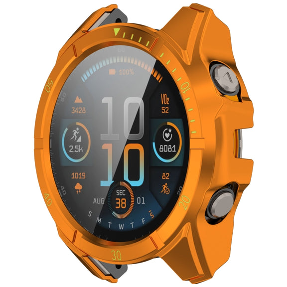 For Garmin Fenix 8 AMOLED 51mm Tempered Glass Film Integrated PC Watch Case(Orange Green)