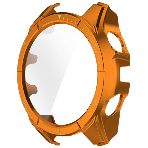 For Garmin Fenix 8 AMOLED 51mm Tempered Glass Film Integrated PC Watch Case(Orange Green)