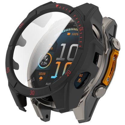 For Garmin Fenix 8 AMOLED 51mm Tempered Glass Film Integrated PC Watch Case(Black Red) - free shipping - PMC Jewellery - Order now!