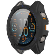 For Garmin Fenix 8 AMOLED 51mm Tempered Glass Film Integrated PC Watch Case(Black Blue)