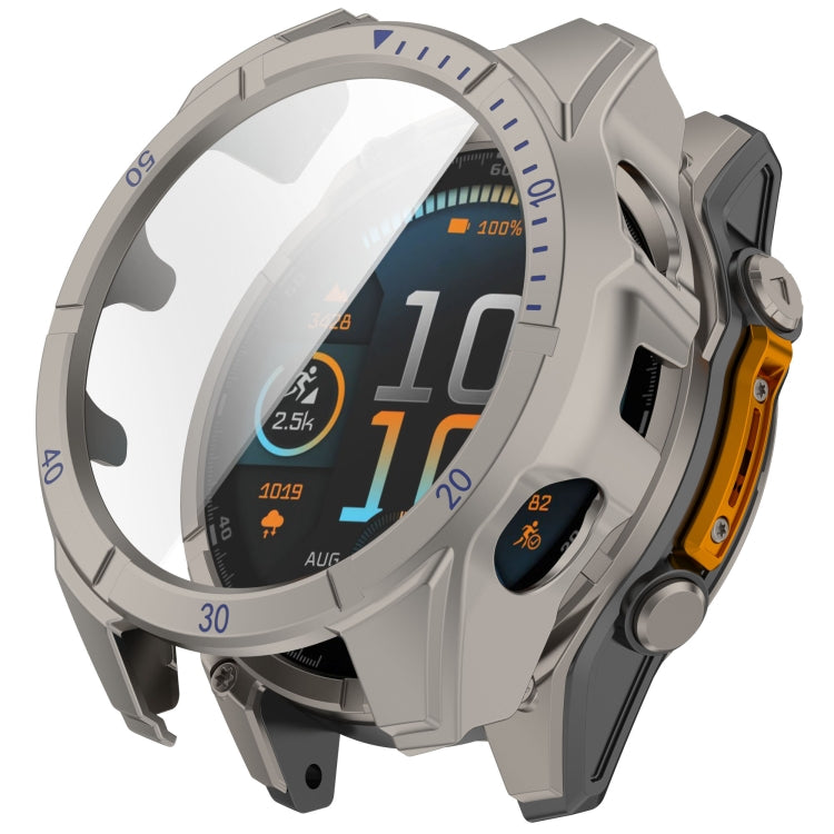 For Garmin Fenix 8 AMOLED 51mm Tempered Glass Film Integrated PC Watch Case(Titanium Blue) - free shipping - PMC Jewellery - Order now!