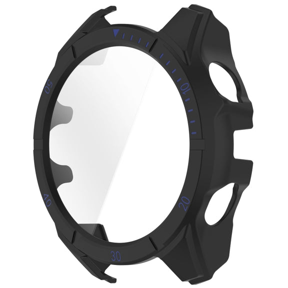 For Garmin Fenix 8 AMOLED 47mm Tempered Glass Film Integrated PC Watch Case(Black Blue)