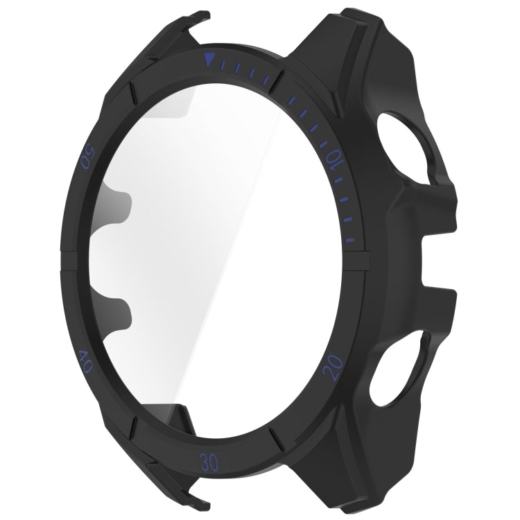 For Garmin Fenix 8 AMOLED 47mm Tempered Glass Film Integrated PC Watch Case(Black Blue)