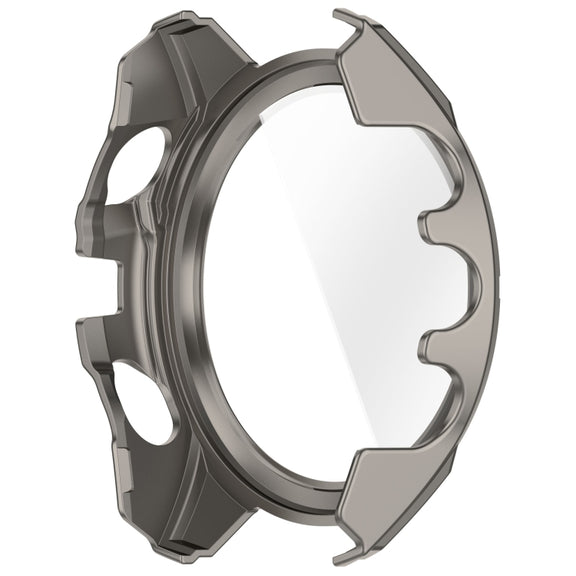 For Garmin Fenix 8 AMOLED 47mm Tempered Glass Film Integrated PC Watch Case(Titanium Blue)