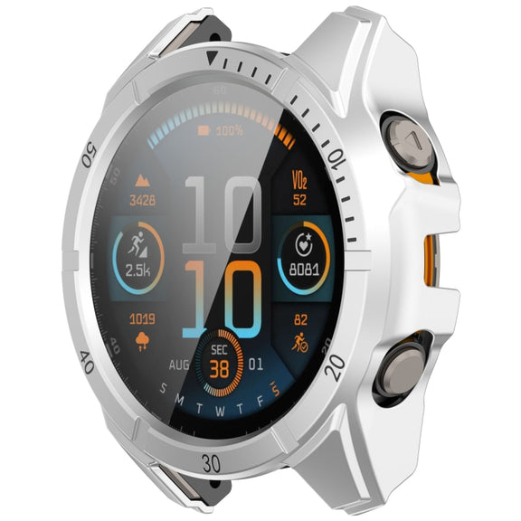 For Garmin Fenix 8 AMOLED 47mm Tempered Glass Film Integrated PC Watch Case(Silver Black)