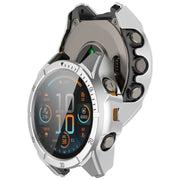 For Garmin Fenix 8 AMOLED 47mm Tempered Glass Film Integrated PC Watch Case(Silver Black)