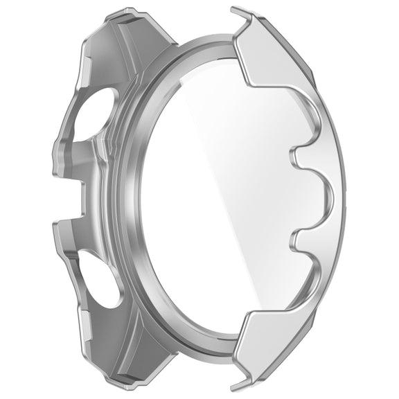 For Garmin Fenix 8 AMOLED 47mm Tempered Glass Film Integrated PC Watch Case(Silver Black)