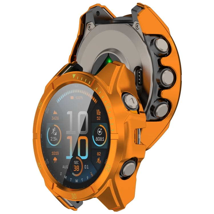 For Garmin Fenix 8 AMOLED 43mm Tempered Glass Film Integrated PC Watch Case(Orange Green) - free shipping - PMC Jewellery - Order now!