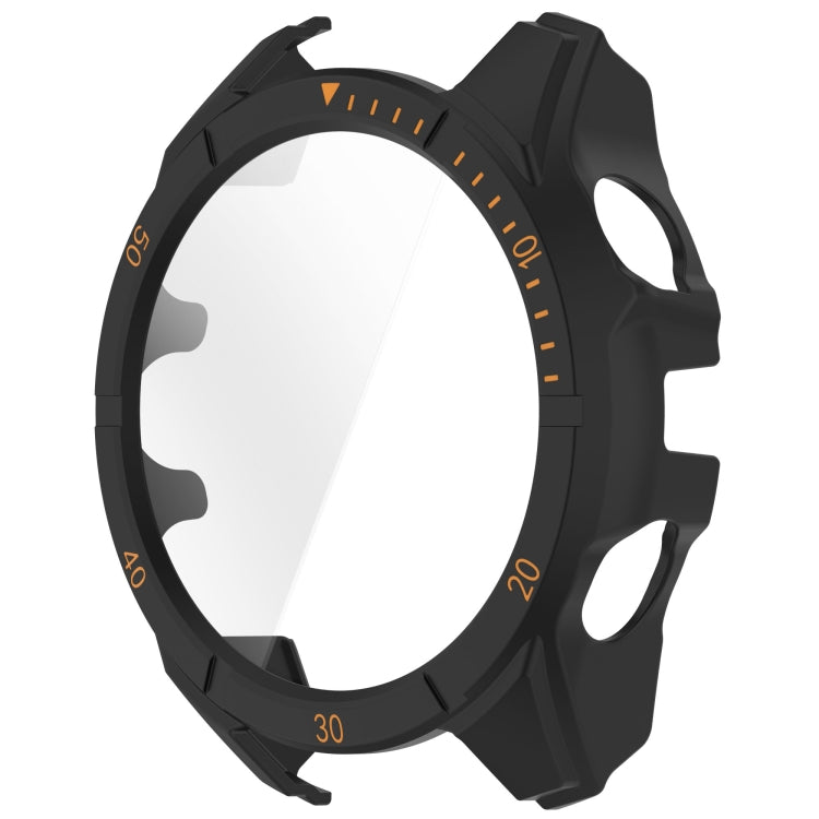 For Garmin Fenix 8 AMOLED 43mm Tempered Glass Film Integrated PC Watch Case(Black Orange) - free shipping - PMC TechLife - Order now!