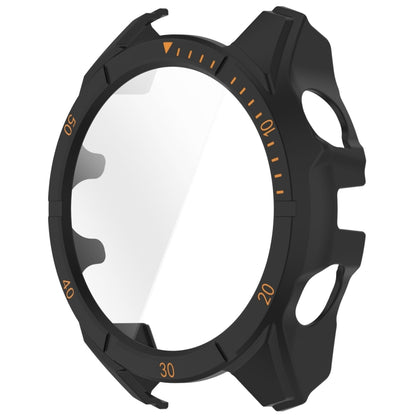 For Garmin Fenix 8 AMOLED 43mm Tempered Glass Film Integrated PC Watch Case(Black Orange) - free shipping - PMC Jewellery - Order now!