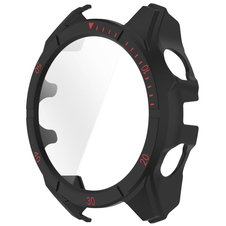 For Garmin Fenix 8 AMOLED 43mm Tempered Glass Film Integrated PC Watch Case(Black Red)
