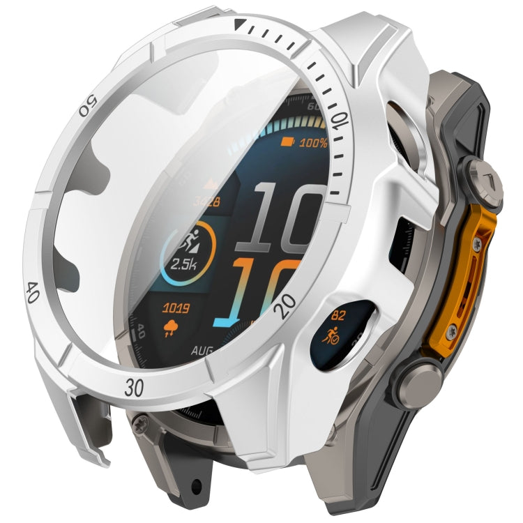 For Garmin Fenix 8 AMOLED 43mm Tempered Glass Film Integrated PC Watch Case(Silver Black) - free shipping - PMC Jewellery - Order now!