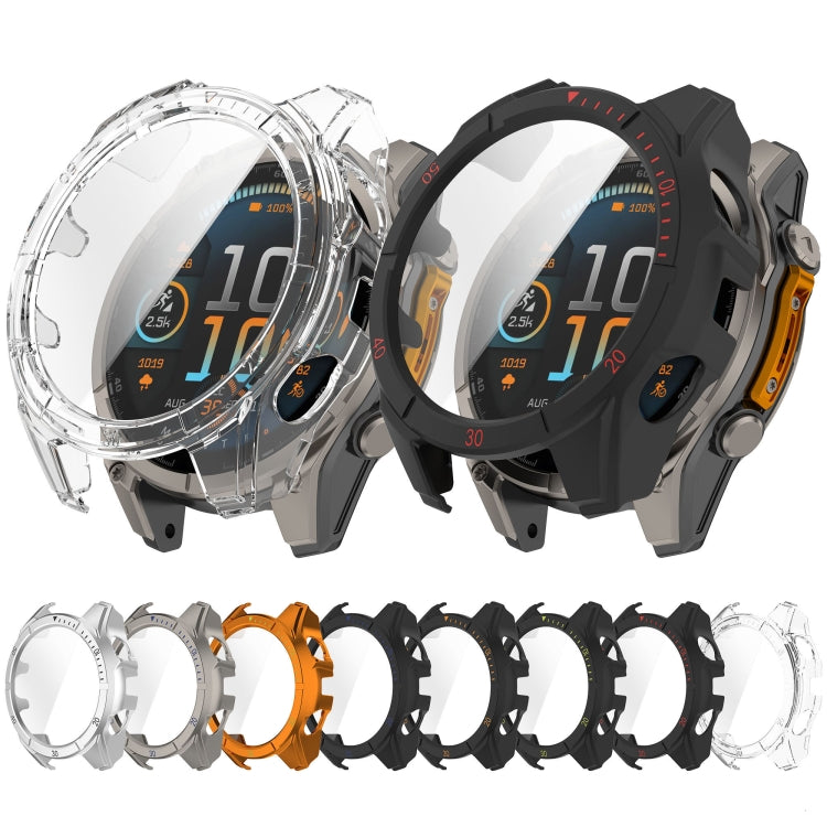 For Garmin Fenix 8 AMOLED 47mm Tempered Glass Film Integrated PC Watch Case(Orange Green) - free shipping - PMC TechLife - Order now!
