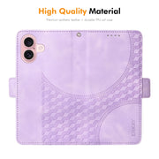 For iPhone 16 ENKAY Embossed Rhombus Starry Leather Phone Case with Screen Film(Purple)