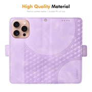 For iPhone 16 Pro ENKAY Embossed Rhombus Starry Leather Phone Case with Screen Film(Black)