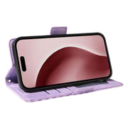 For iPhone 16 Pro Max ENKAY Embossed Rhombus Starry Leather Phone Case with Screen Film(Black)