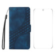 For Samsung Galaxy S25 5G / S24 5G ENKAY Embossed Rhombus Starry Leather Phone Case with Screen Film(Blue) - Galaxy S24 5G Cases by ENKAY | Online Shopping South Africa | PMC Jewellery | Buy Now Pay Later Mobicred