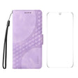 For Samsung Galaxy S25 5G / S24 5G ENKAY Embossed Rhombus Starry Leather Phone Case with Screen Film(Purple) - Galaxy S24 5G Cases by ENKAY | Online Shopping South Africa | PMC Jewellery | Buy Now Pay Later Mobicred