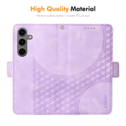 For Samsung Galaxy S25 5G / S24 5G ENKAY Embossed Rhombus Starry Leather Phone Case with Screen Film(Brown)