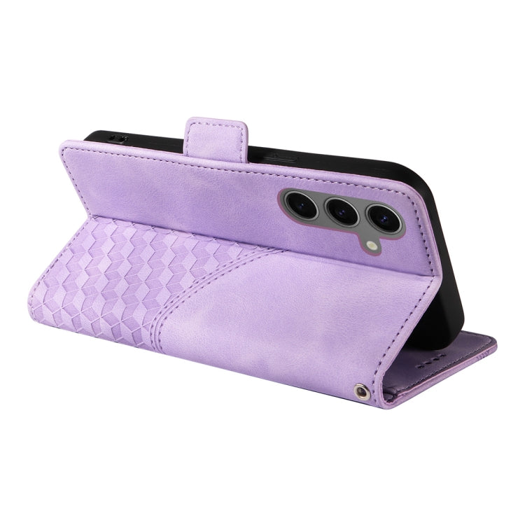 For Samsung Galaxy S25+ / S24+ 5G ENKAY Embossed Rhombus Starry Leather Phone Case with Screen Film(Green)