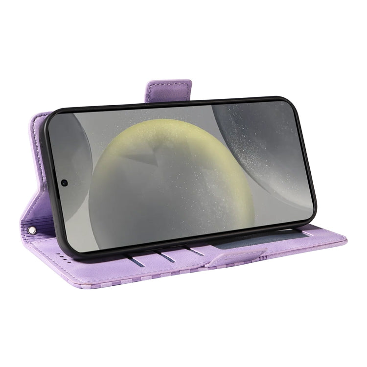For Samsung Galaxy S25+ / S24+ 5G ENKAY Embossed Rhombus Starry Leather Phone Case with Screen Film(Green)