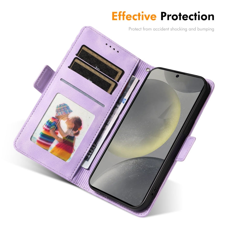 For Samsung Galaxy S25+ / S24+ 5G ENKAY Embossed Rhombus Starry Leather Phone Case with Screen Film(Green)