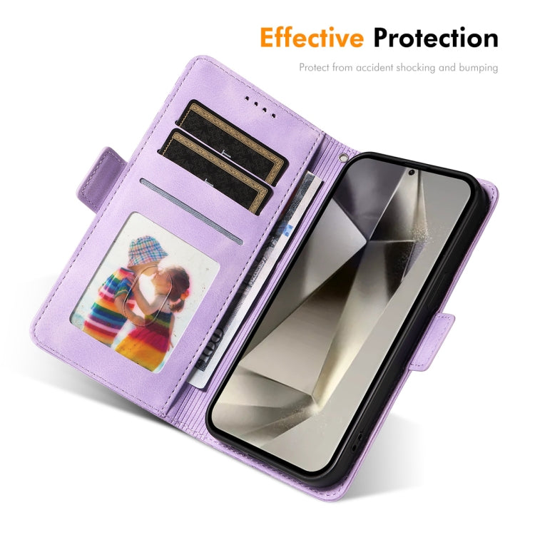 For Samsung Galaxy S25 Ultra 5G ENKAY Embossed Rhombus Starry Leather Phone Case with Screen Film(Purple)