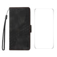 For Google Pixel 9 Pro XL ENKAY Embossed Rhombus Starry Leather Phone Case with Screen Film(Black) - Google Cases by ENKAY | Online Shopping South Africa | PMC Jewellery | Buy Now Pay Later Mobicred