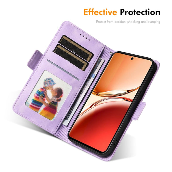 For OPPO Reno12 F 4G Global ENKAY Embossed Rhombus Starry Leather Phone Case with Screen Film(Brown)