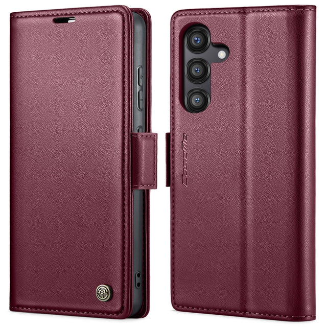 For Samsung Galaxy S24 FE 5G CaseMe 023 Butterfly Buckle Litchi Texture RFID Anti-theft Leather Phone Case(Red)