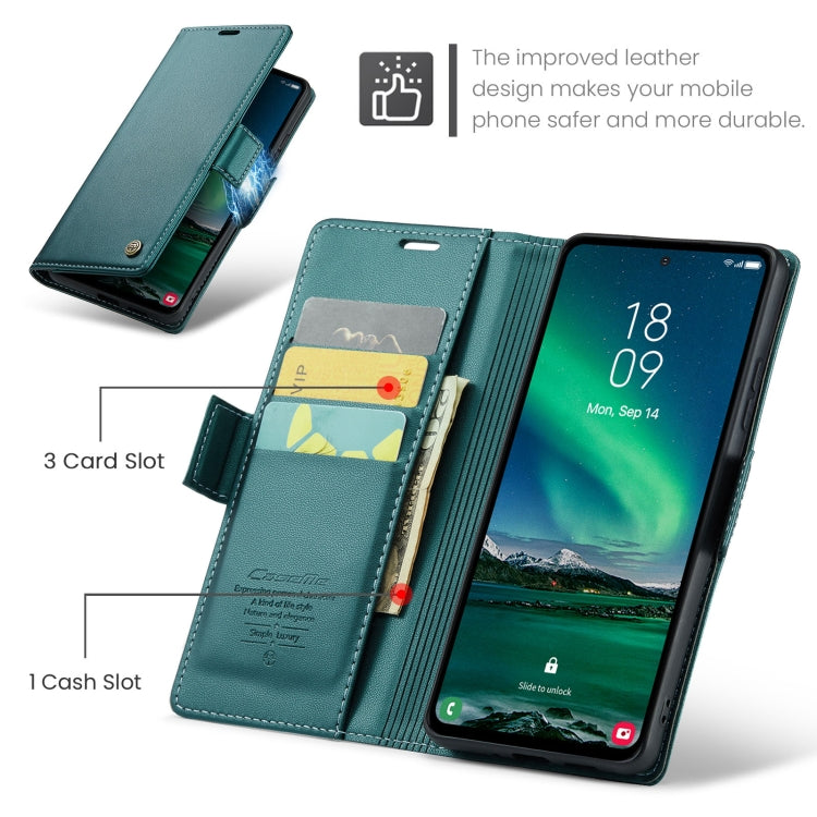 For Samsung Galaxy S24 FE 5G CaseMe 023 Butterfly Buckle Litchi Texture RFID Anti-theft Leather Phone Case(Green)