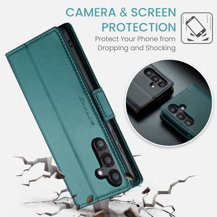 For Samsung Galaxy S24 FE 5G CaseMe 023 Butterfly Buckle Litchi Texture RFID Anti-theft Leather Phone Case(Green)